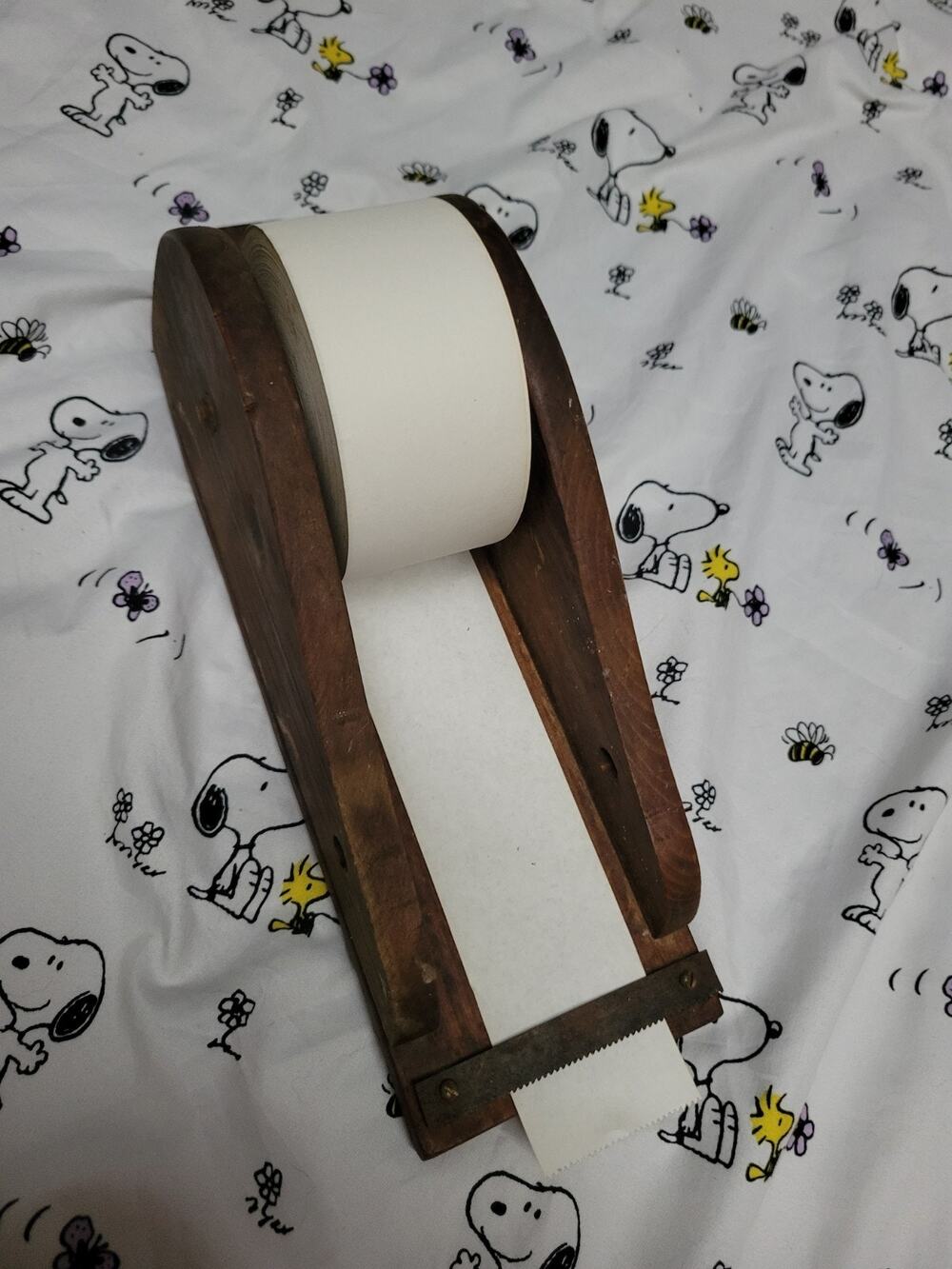 Vintage Wood Roll Paper Holder Grocery List Note Taker Wall Hanging Country